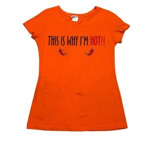 Vintage Y2K Bling Bling This Is Why I'm Hot Baby Tee Shirt Women's Large Funny